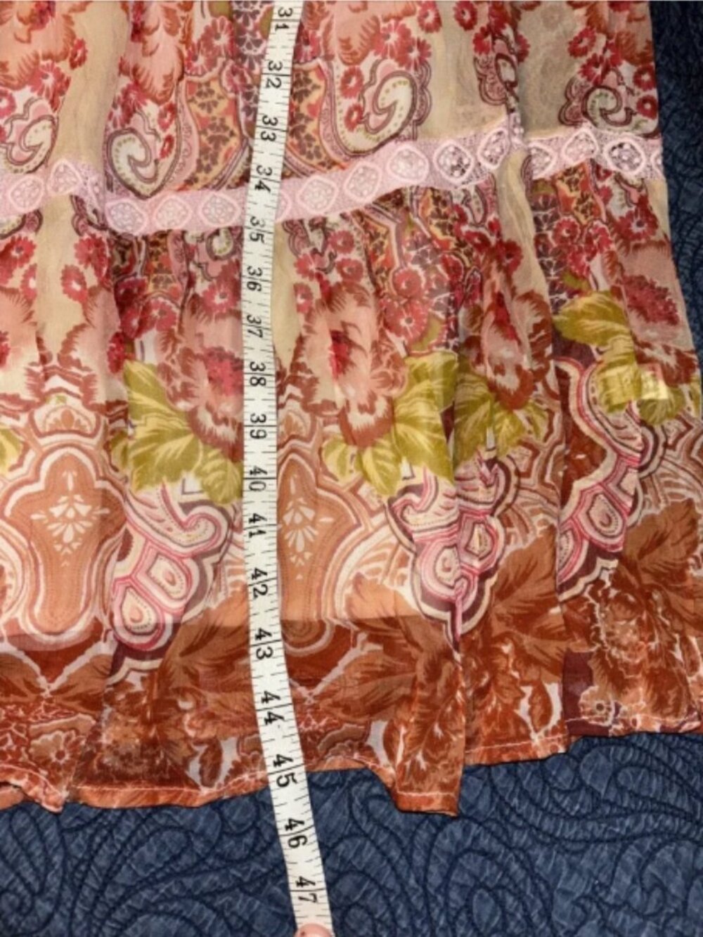 Aratta Aeris Silent Journey Pink Print Boho Hippie Couture Midi Dress Tassels L - Picture 11 of 11